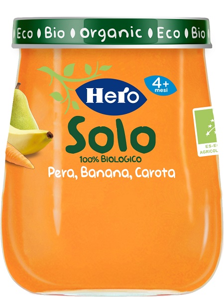 HERO BABY OMOGENEIZZATO PERA BANANA CAROTA 100% BIO 120 G - farmascienza.it