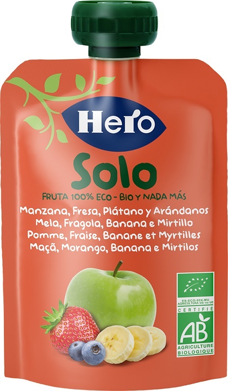 HERO SOLO FRUTTA FRULLATA 100% BIO MELA BANANA FRAGOLA 100 G - farmascienza.it