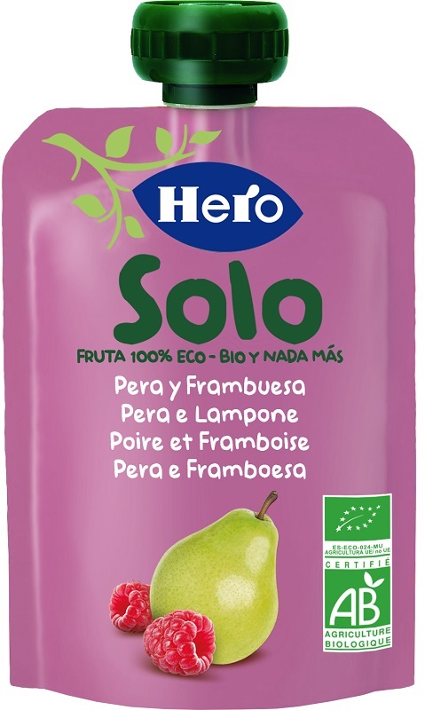HERO SOLO FRUTTA FRULLATA 100% BIO PERA E LAMPONE 100 G - farmascienza.it