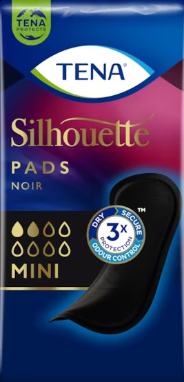 ASSORBENTE NERO INCONTINENZA LEGGERA TENA SILHOUETTE NOIR MINI 18 PEZZI - farmascienza.it
