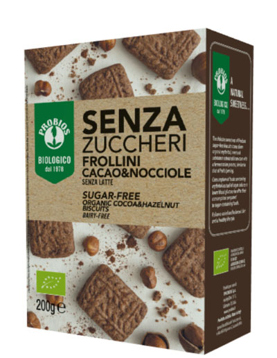 FROLLINI CACAO/NOCCIOLE SENZA ZUCCHERO 200 G - farmascienza.it