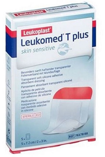 MEDICAZIONE POST-OPERATORIA LEUKOMED T PLUS SKIN SENSITIVE TRASPARENTE IMPERMEABILE CON MASSA ADESIVA AL SILICONE 5X7,2CM 5 PEZZI - farmascienza.it