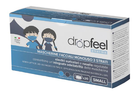 MASCHERINA USO MEDICO DROPFEEL PHARMA MONOUSO SMALL TIPO II BLU NAVY E AZZURO 20 PEZZI - farmascienza.it