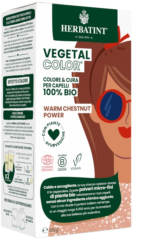 HERBATINT VEGETAL COLOR WARM CHESTNUT POWER ITA 100 G - farmascienza.it