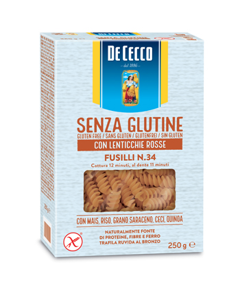 DE CECCO FUSILLI N34 LENTICCHIE ROSSE 250 G - farmascienza.it