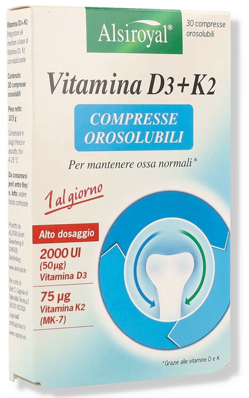 ALSIROYAL VITAMINA D3+K2 30 COMPRESSE OROSOLUBILI - farmascienza.it