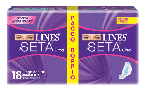 LINES SETA ULTRA ASSORBENTE LUNGO CON ALI 18 PEZZI - farmascienza.it