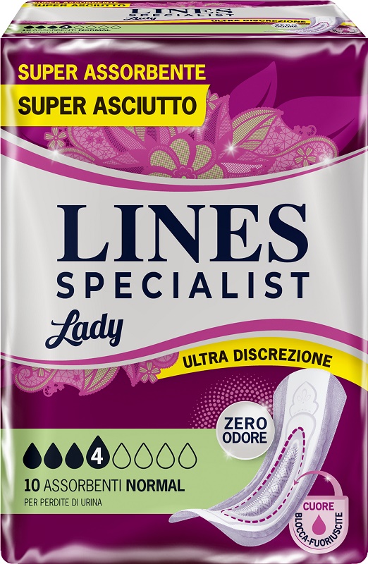 ASSORBENTI PER INCONTINENZA LINES SPECIALIST LADY 4 NORMAL 10 PEZZI - farmascienza.it