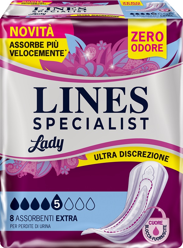 ASSORBENTI PER INCONTINENZA LINES SPECIALIST LADY 8 EXTRA 8 PEZZI - farmascienza.it
