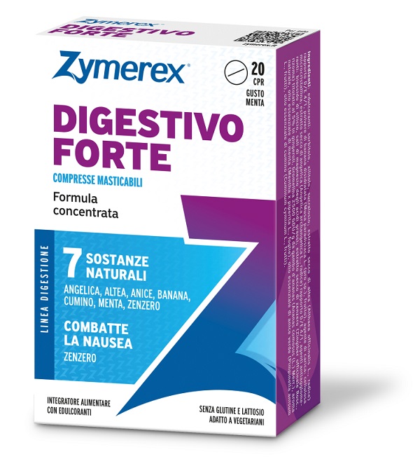 ZYMEREX DIGESTIVO FORTE 20 COMPRESSE MASTICABILI GUSTO MENTA CON EDULCORANTI SENZA GLUTINE SENZA LATTOSIO - farmascienza.it