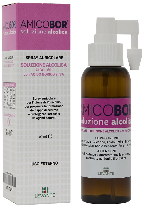 SOLUZIONE ALCOLICA PER IRRIGAZIONE DELL'ORECCHIO AMICOBOR 100 ML - farmascienza.it