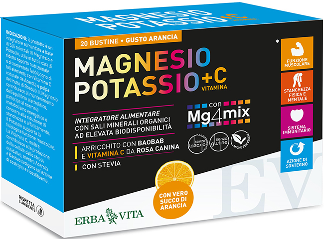 MAGNESIO POTASSIO +C VITAMINA GUSTO ARANCIA 20 BUSTINE DA 3,8 G - farmascienza.it