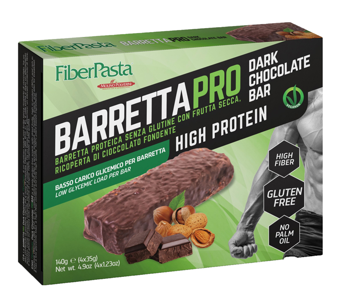 FIBERPASTA BARRETTA PROT DARK CHOCOLATE 4X35 G - farmascienza.it