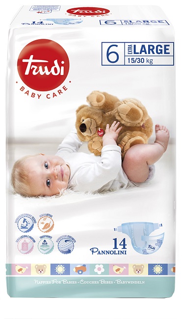 TRUDI BABY CARE PANNOLINO BAMBINI EXTRALARGE 15/30 KG 14 PEZZI - farmascienza.it