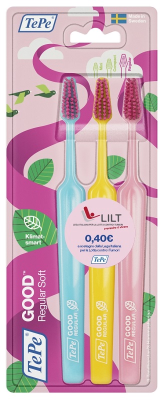 TEPE GOOD REGULAR 3 PACK TOOTHBRUSH EDIZIONE LIMITATA PINK RIBBON - farmascienza.it