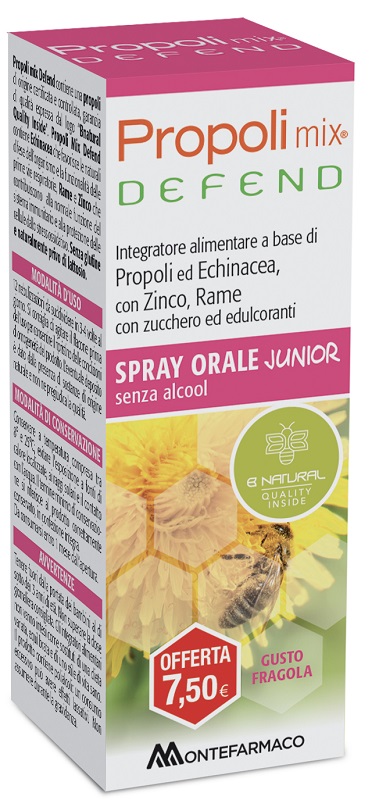 PROPOLI MIX DEFEND SPRAY ORALE JUNIOR ANALCOLICO 30 ML GUSTO FRAGOLA - farmascienza.it