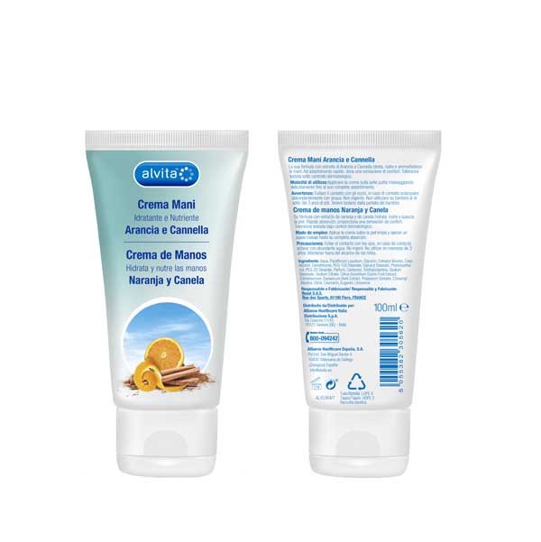 ALVITA CREMA MANI ARANCIA E CANNELLA 100 ML - farmascienza.it