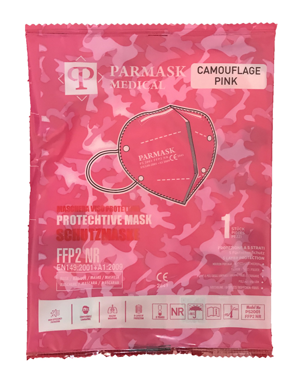 MASCHERINA FFP2 PS2001 CAMOUFLAGE ROSA 1 PEZZO - farmascienza.it