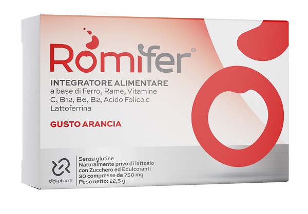 ROMIFER 30 COMPRESSE MASTICABILI 750 MG GUSTO ARANCIA SENZA GLUTINE NATURALMENTE PRIVO DI LATTOSIO CON ZUCCHERI ED EDULCORANTI - farmascienza.it