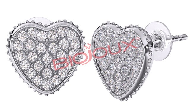 BJT256 ORECCHINI HEART PAVE STAINLESS STEEL - farmascienza.it