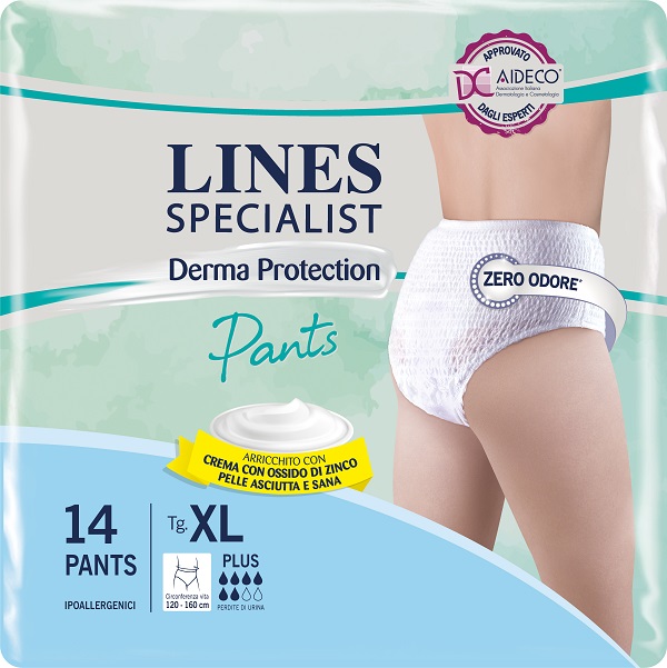 PANNOLONE PER INCONTINENZA LINES SPECIALIST DERMA PANTS PLUS XL 14 PEZZI - farmascienza.it