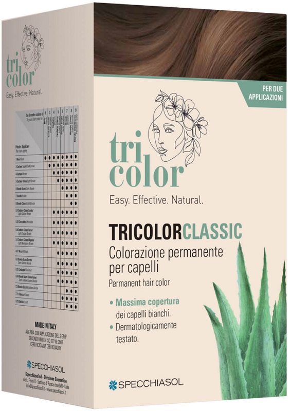 TRICOLOR CLASSIC 6 BIONDO SCURO 2 TUBI 50 ML + 2 SHAKER 50 ML + 4 BUSTINE 8 ML - farmascienza.it
