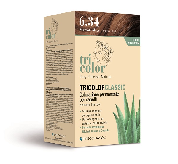 TRICOLOR CLASSIC 6,34 MARRON GLACE' 2 TUBI 50 ML + 2 SHAKER 50 ML + 4 BUSTINE 8 ML - farmascienza.it