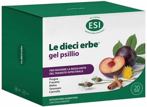 ESI LE DIECI ERBE GEL PSILLIO 20 BUSTINE 5,6 G SENZA GLUTINE CON EDULCORANTE - farmascienza.it