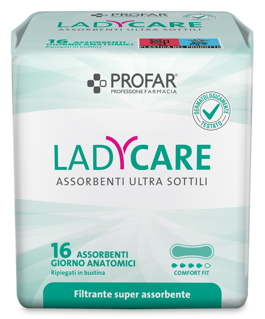 LADYCARE ASSORBENTI GIORNO ANATOMICI 16 PEZZI PROFAR - farmascienza.it