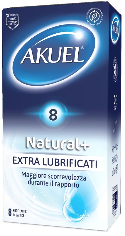 PROFILATTICO AKUEL NATURAL+ EXTRALUBRIFICATO 8 PEZZI - farmascienza.it