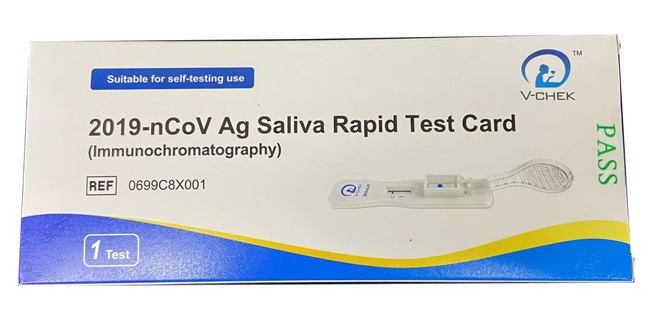 TEST ANTIGENICO RAPIDO COVID-19 V-CHEK AUTODIAGNOSTICO DETERMINAZIONE QUALITATIVA ANTGENI SARS-COV-2 IN TAMPONI SALIVARI MEDIANTE IMMUNOCROMATOGRAFIA - farmascienza.it