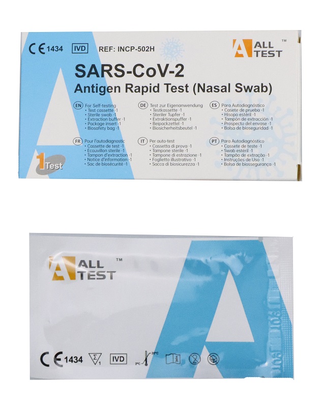TEST ANTIGENICO RAPIDO COVID-19 ALLTEST AUTODIAGNOSTICO DETERMINAZIONE QUALITATIVA ANTIGENI SARS-COV-2 IN TAMPONI NASALI MEDIANTE IMMUNOCROMATOGRAFIA - farmascienza.it