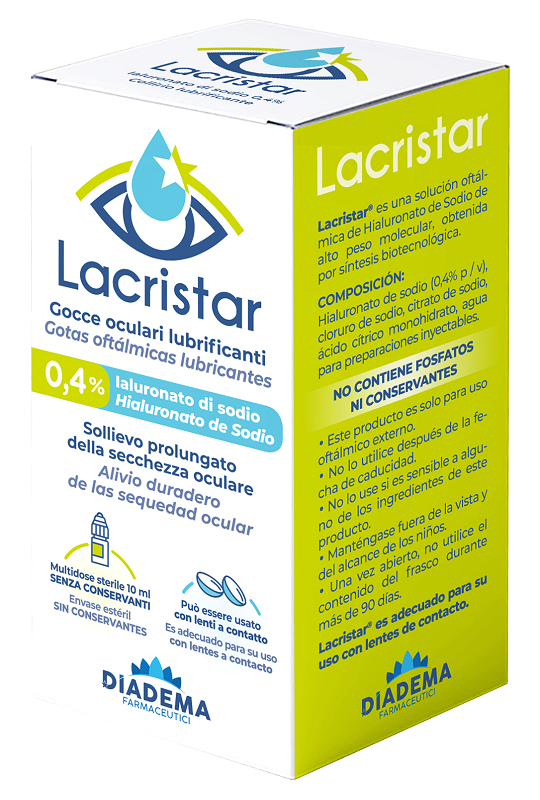 LACRISTAR GOCCE OCULARI LUBRIFICANTI 0,4% IALURONATO DI SODIO MULTIDOSE 10 ML - farmascienza.it