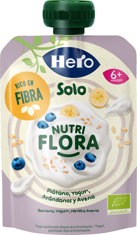 HERO BABY SOLO POUCH NUTRIFLORA YOGURT BANANA AVENA MIRTILLI 100 G - farmascienza.it