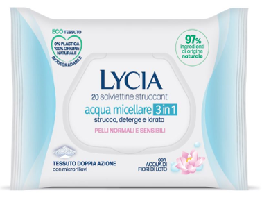 LYCIA SALVIETTINE STRUCCANTI ACQUA MICELLARE 3 IN 1 20 PEZZI - farmascienza.it