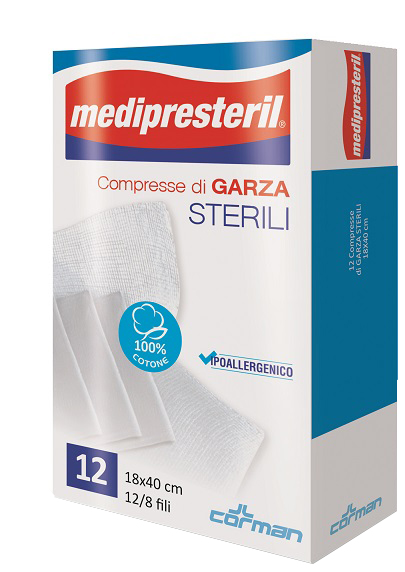 GARZA COMPRESSA MEDIPRESTERIL 12/8 FU 18X40CM 12 PEZZI - farmascienza.it