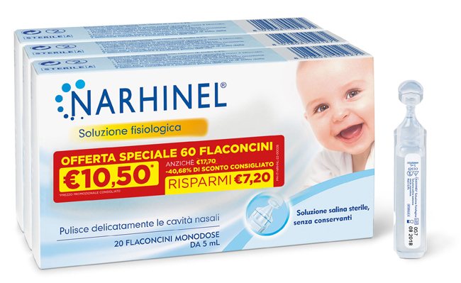 SOLUZIONE FISIOLOGICA NARHINEL 3 PACK PROMO 2022 DA 20 FLACONCINI DA 5 ML - farmascienza.it
