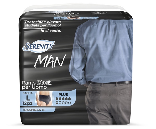 PANNOLINO SERENITY MAN PANTS BLACK TAGLIA MEDIA 12 PEZZI - farmascienza.it