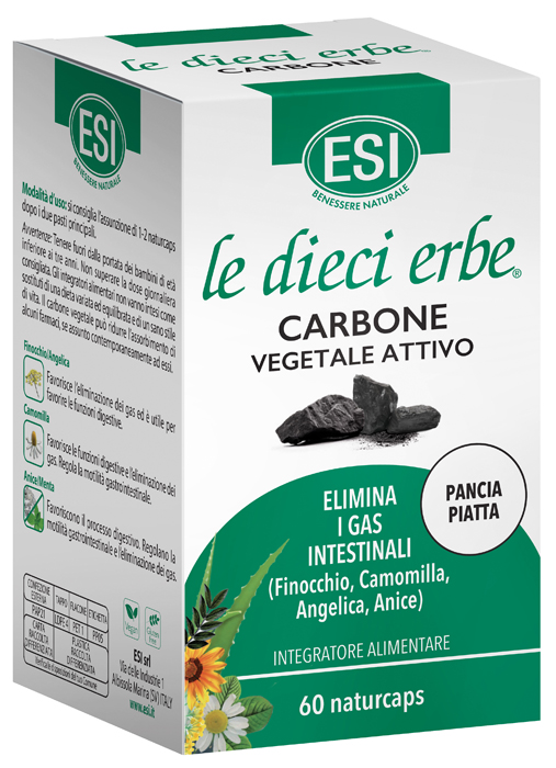 ESI LE DIECI ERBE CARBONE VEGETALE ATTIVO 60 NATURCAPS - farmascienza.it