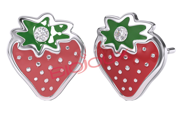 BJT733 ORECCHINI FRAGOLA SWAROVSKI STAINLESS STEEL - farmascienza.it