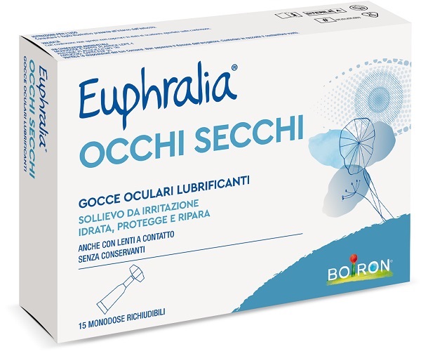 GOCCE OCULARI LUBRIFICANTI EUPHRALIA OCCHI SECCHI 15 MONODOSE RICHIUDIBILI X 0,5 ML - farmascienza.it