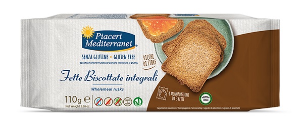 PIACERI MEDITERRANEI FETTE BISCOTTATE INTEGRALI 110 G - farmascienza.it