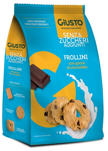 GIUSTO SENZA ZUCCHERO FROLLINI GOCCE CIOCCOLATO SENZA ZUCCHERO 350 G - farmascienza.it