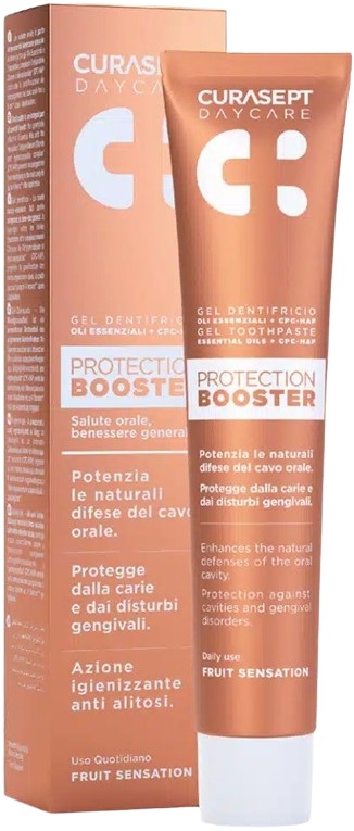 CURASEPT DAYCARE DENTIFRICIO PROTECTION BOOSTER FRUIT SENSATION 75 ML - farmascienza.it