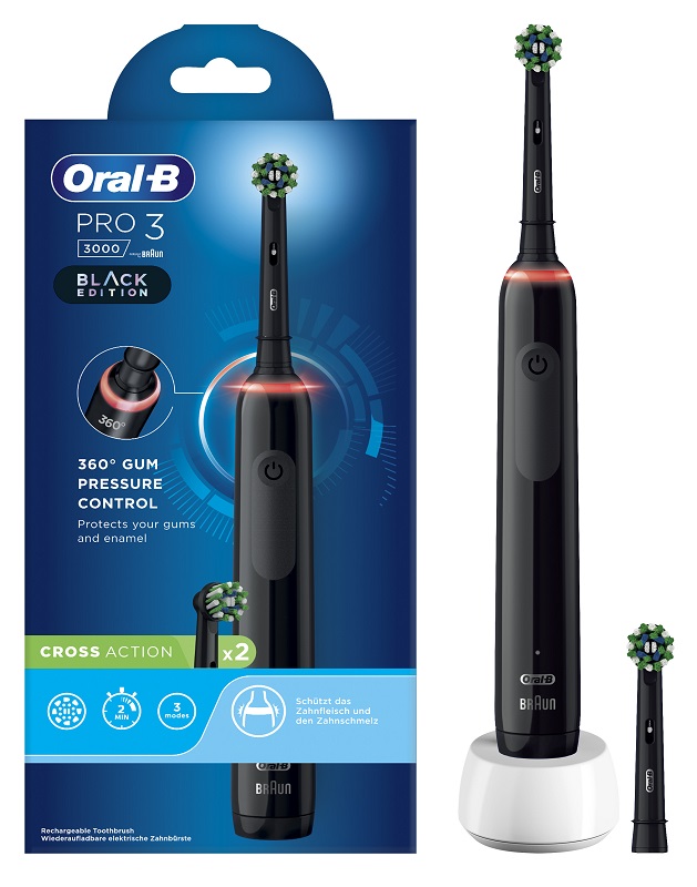 ORAL-B PRO 3 BLACK SPAZZOLINO ELETTRICO + 2 REFILL - farmascienza.it