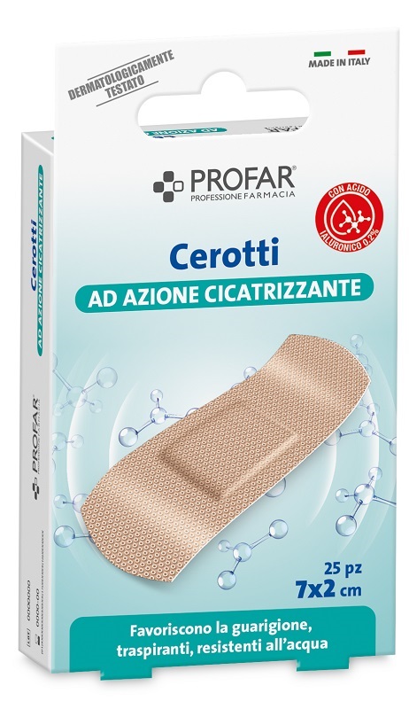 CEROTTO ACIDO IALURONICO AZIONE CICATRIZZANTE PROFAR 7X2 CM 25 PEZZI - farmascienza.it