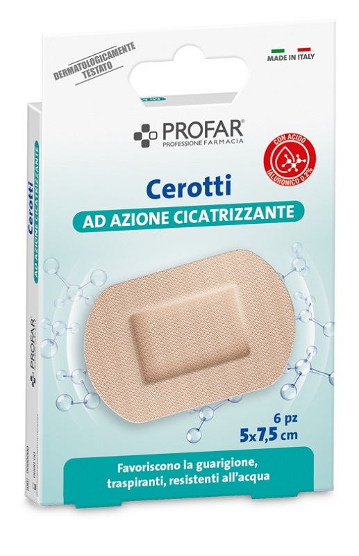 CEROTTO ACIDO IALURONICO AZIONE CICATRIZZANTE PROFAR 5X7,5 CM 6 PEZZI - farmascienza.it