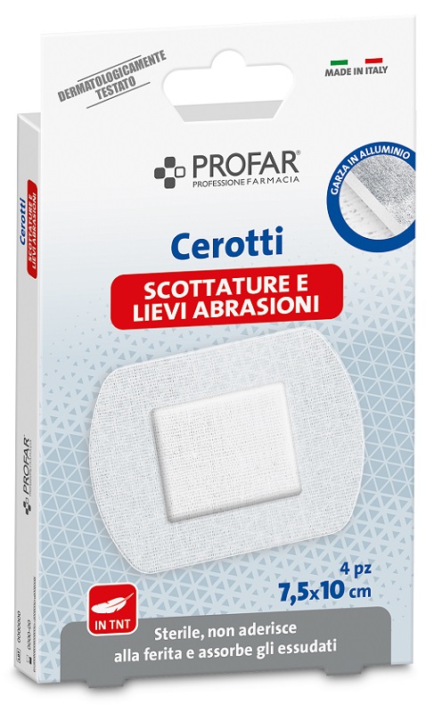 CEROTTI PROFAR SCOTTATURE E LIEVI ABRASIONI IN TNT 7,5X10CM 4 PEZZI - farmascienza.it