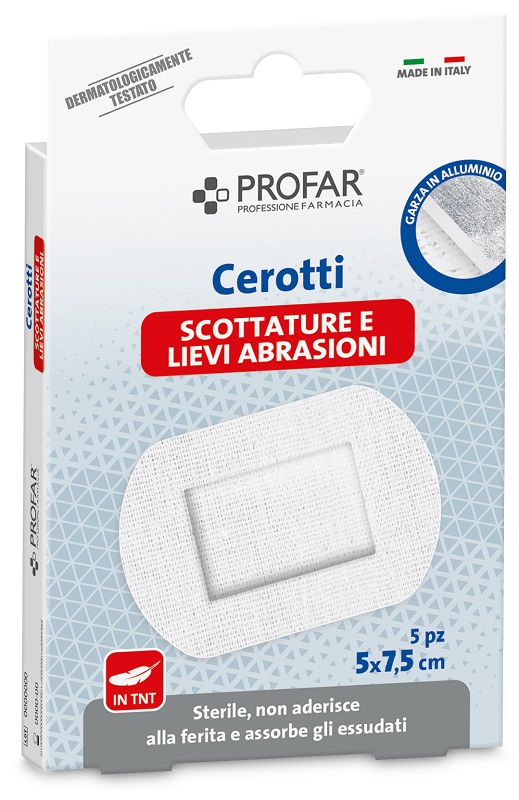 CEROTTI PROFAR SCOTTATURE E LIEVI ABRASIONI IN TNT 5X7,5CM 5 PEZZI - farmascienza.it