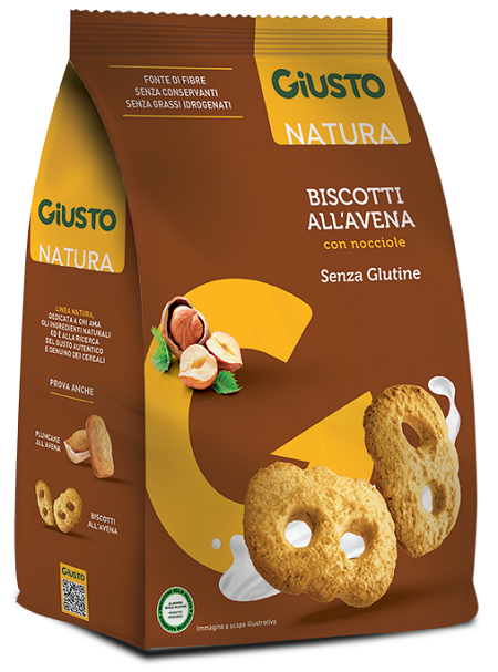 GIUSTO SENZA GLUTINE BISCOTTI AVENA CON NOCCIOLE 250 G - farmascienza.it